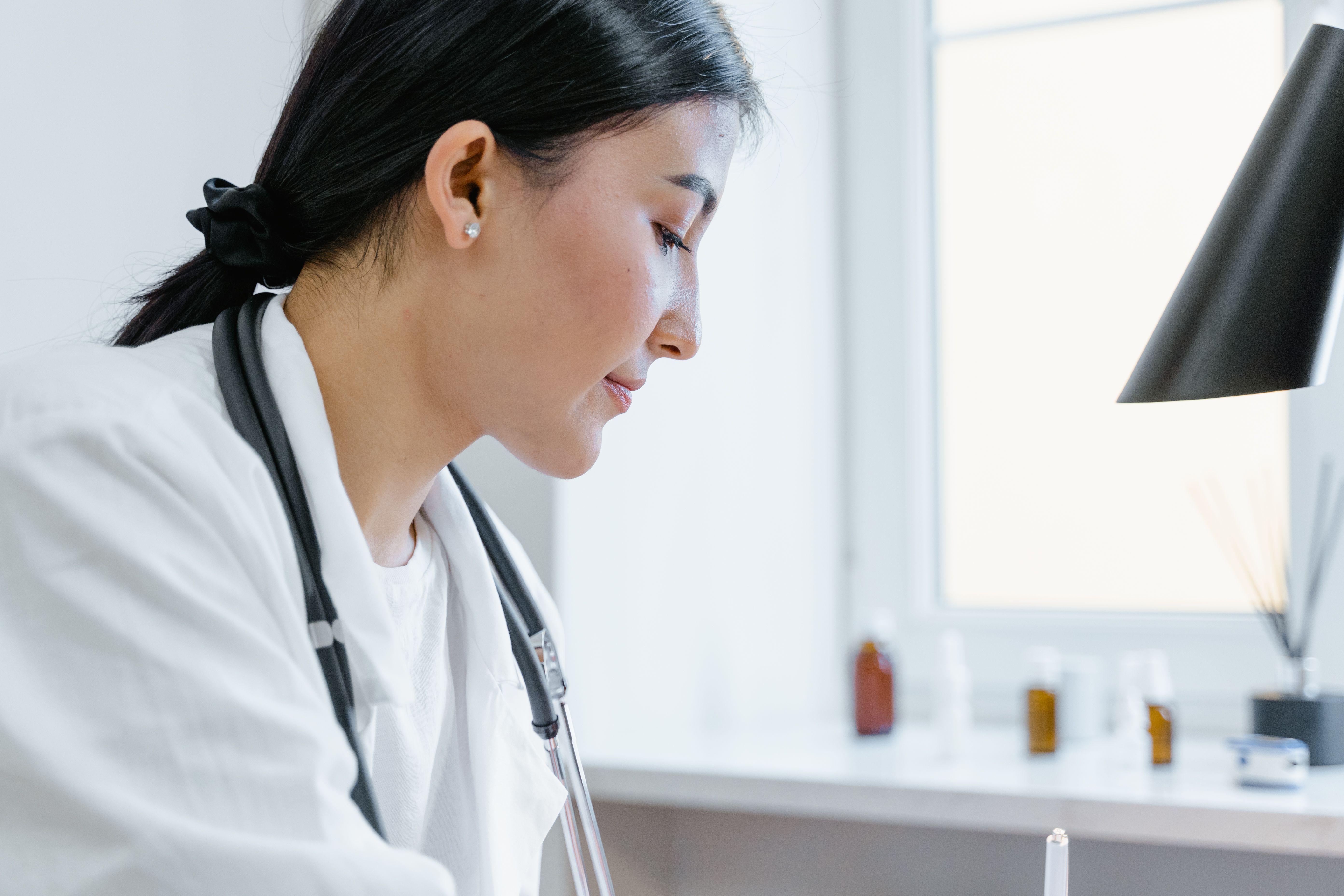 A clinician reviewing a patient record